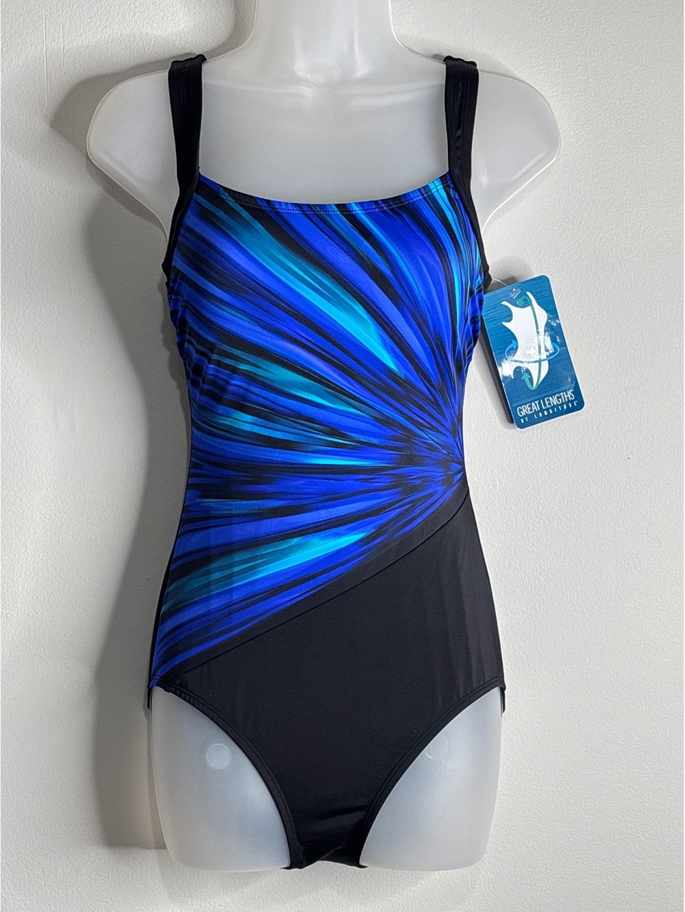 Exertek Women's One Piece Swimsuit Size 8 Blue and Black